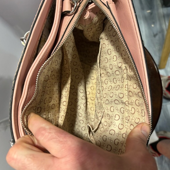 2/$25 Guess Pink Satchel with Braded Handles with Silver Accents - Picture 5 of 9